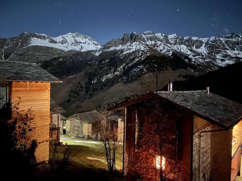 Night time view from the 2nd floor balcony that is visible in the wide angle picture of the exterior above.